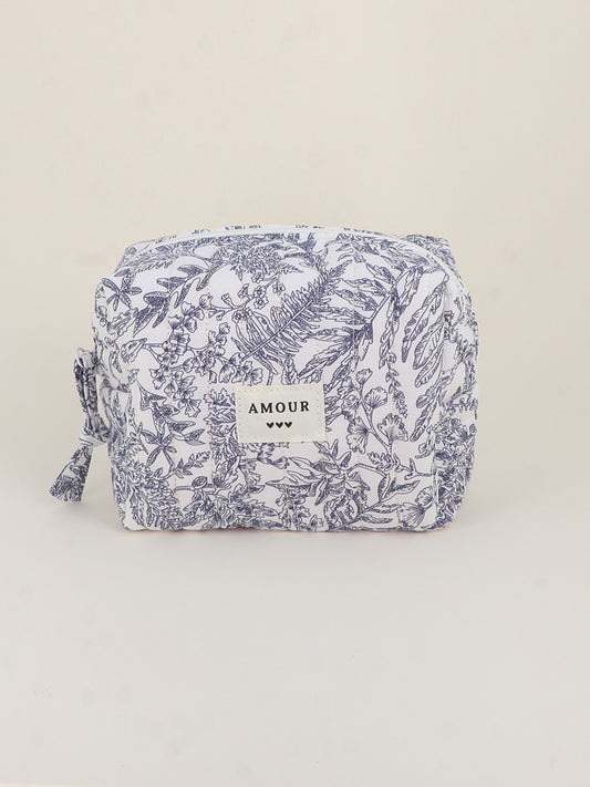 Trousse Amour - Toile de jouy bleu