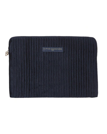 Pochette ordinateur 13'' velours bleu navy