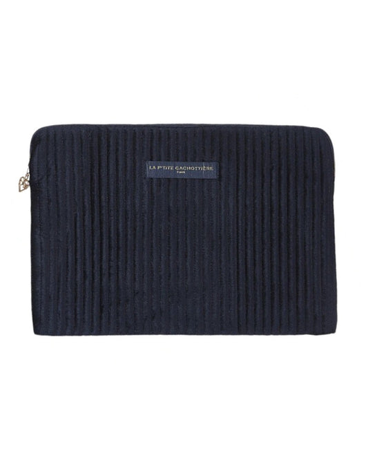 Pochette ordinateur 13'' velours bleu navy
