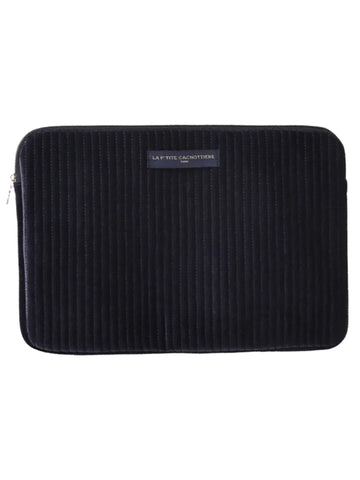 Pochette ordinateur 14'' velours bleu navy