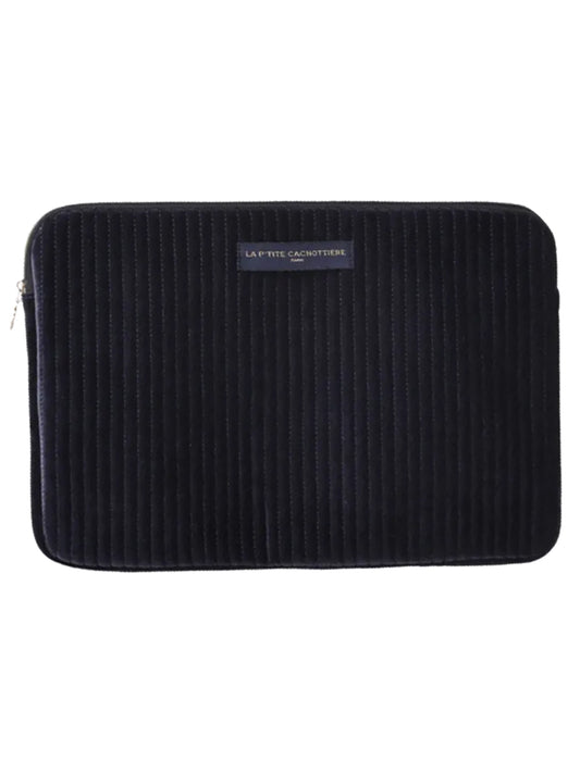 Pochette ordinateur 14'' velours bleu navy