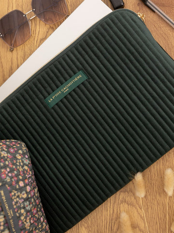 Pochette ordinateur 13-14'' velours - vert
