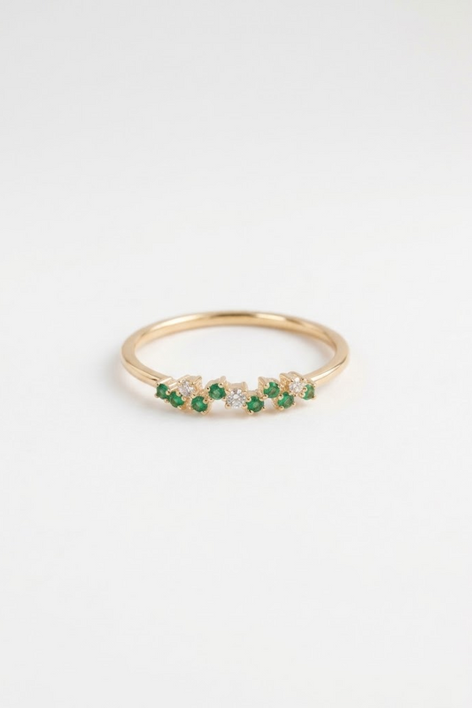 Bague Voie lactée vert et blanc