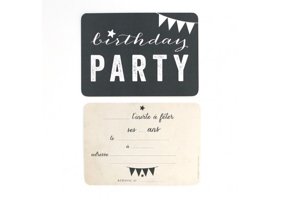 Carte d'invitation Birthday Party - ardoise