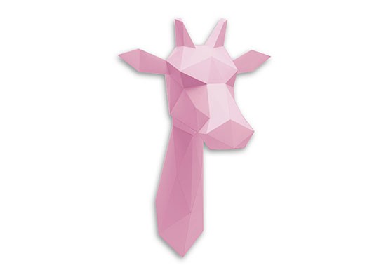 Trophée girafe rose