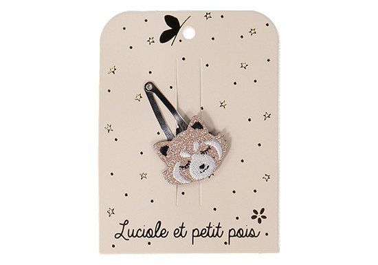 Barrette panda roux - rose