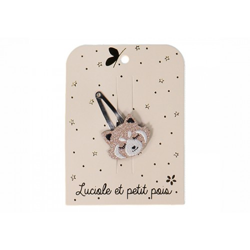 Barrette panda roux - rose