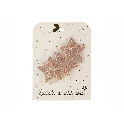 Barrette 3 étoiles - glitter rose