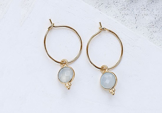 Boucles d'oreilles Anis Hoop (pierre au choix)