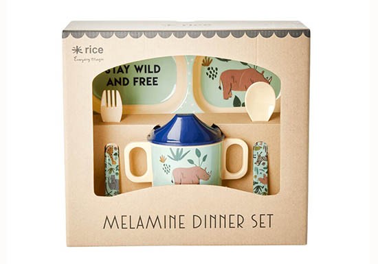 Coffret Repas Bebe Jungle Bleu La Boutique De Louise