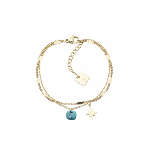 Bracelet double chaîne Star - apatite