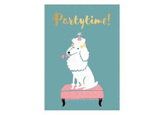 Carte Party Time - Caniche