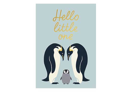 Carte Hello Little One - Pingouins