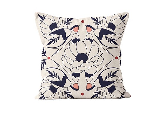 Coussin Hirondelles fleurs