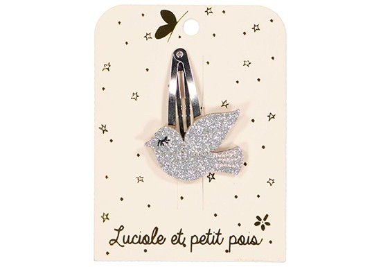 Barrette Colombe - Glitter argent