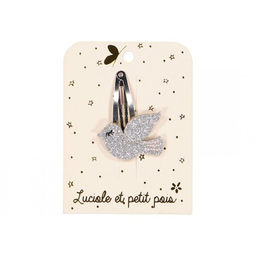 Barrette Colombe - Glitter argent
