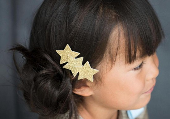 Barrette 3 étoiles - glitter doré