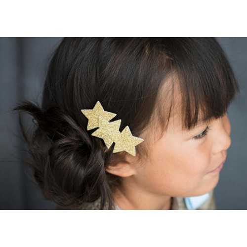 Barrette 3 étoiles - glitter doré