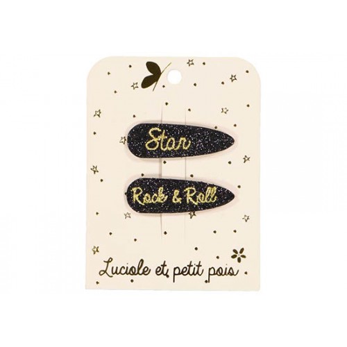Lot 2 barrettes messages - Star & Rock n Roll