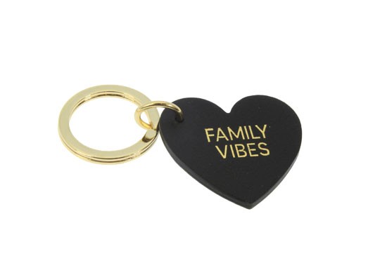 Porte-clés cœur FAMILY VIBES - Noir