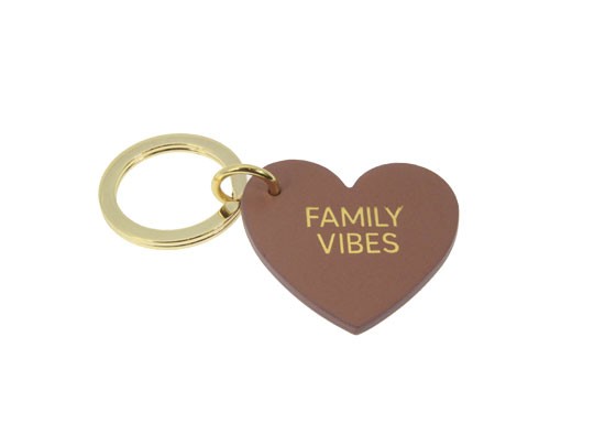 Porte-clés cœur FAMILY VIBES - Rose