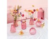 Grand vase long en verre rose