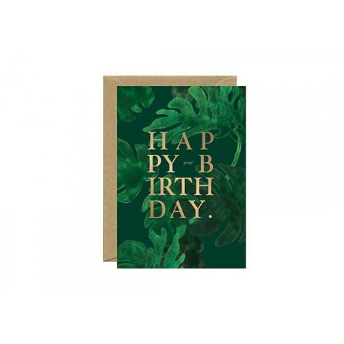 Carte postale Happy birthday monstera