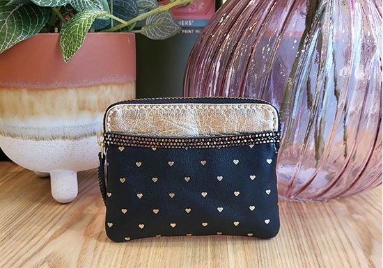 Porte monnaie zip coeur - noir