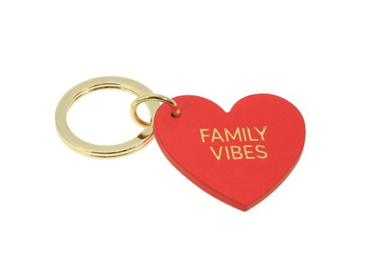 Porte-clés cœur FAMILY VIBES - Rouge
