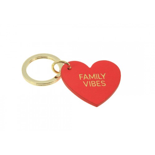 Porte-clés cœur FAMILY VIBES - Rouge