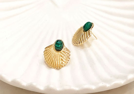 Boucles d'oreilles Alana - Malachite