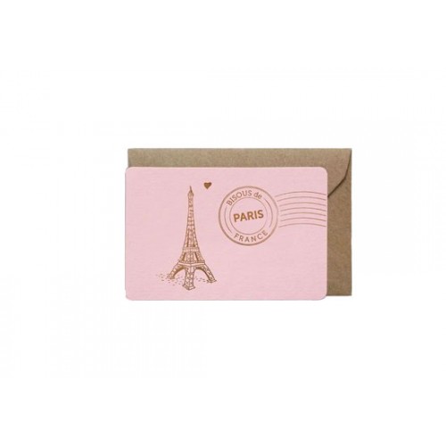 Mini carte Bisous de Paris - Rose