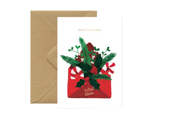 Carte postale Xmas best wishes envelop