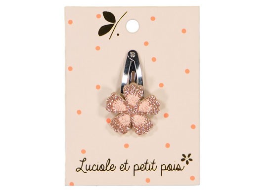 Barrette Mini Fleur glitter rose