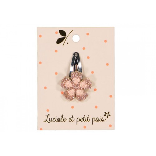 Barrette Mini Fleur glitter rose