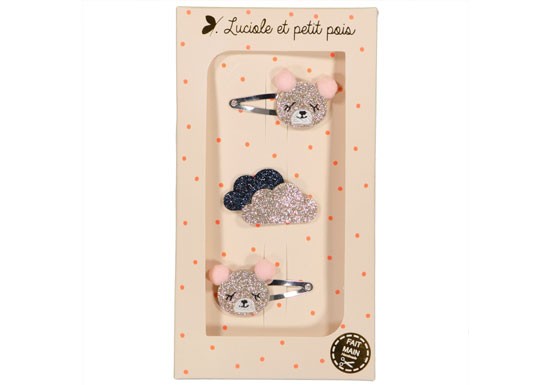 Coffret 3 Barrettes Lionnes & Nuages