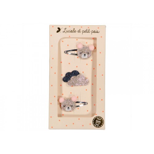 Coffret 3 Barrettes Lionnes & Nuages