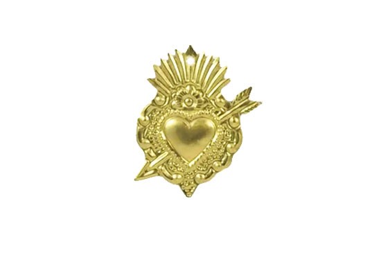 Mini Cœur Ex-Voto laiton doré (modèles au choix) 8 cm