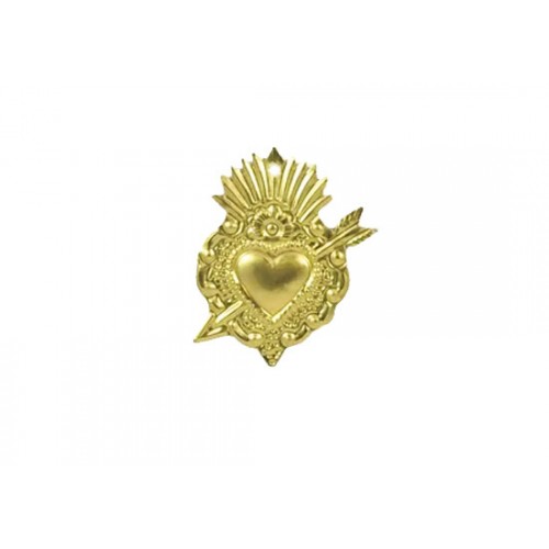 Mini Cœur Ex-Voto laiton doré (modèles au choix) 8 cm