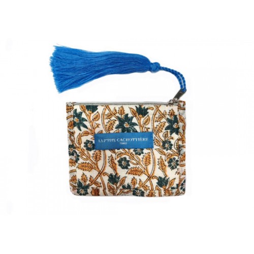 Petite pochette India bleue