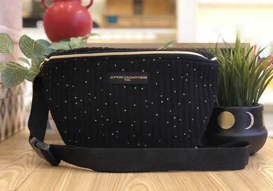 Sac banane pois dorés - Noir
