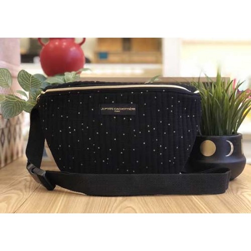 Sac banane pois dorés - Noir