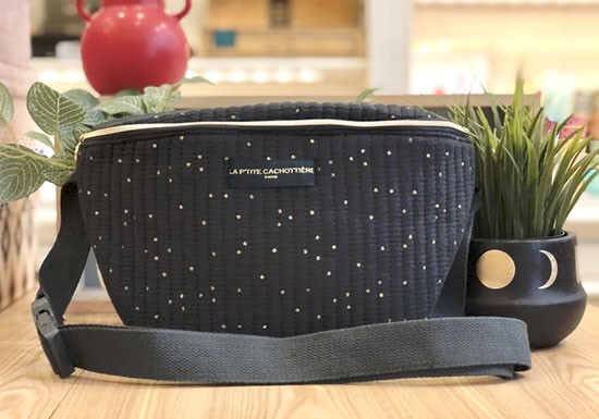 Sac banane pois dorés - Gris