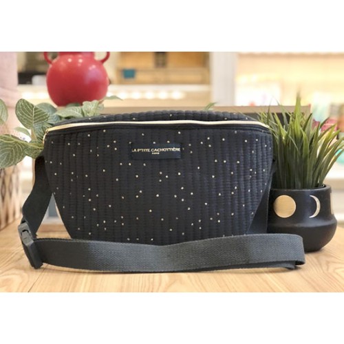 Sac banane pois dorés - Gris