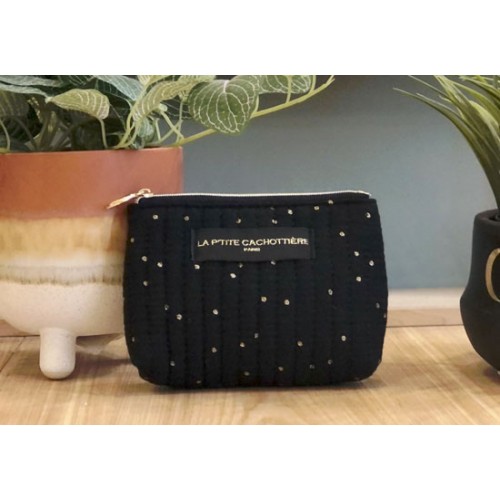 Petite pochette pois dorés - Noir