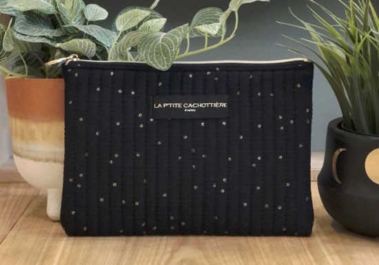 Pochette pois dorés - Noir