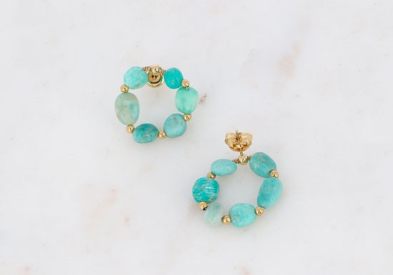 Boucles d'oreilles Tallulah Puce - Amazonite