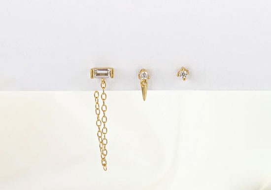 Set de boucles d'oreilles Ryan Trio (noir ou blanc)