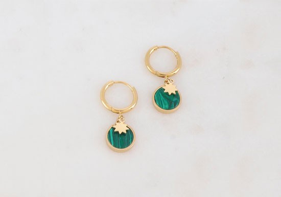 Boucles d'oreilles Noelia - Malachite