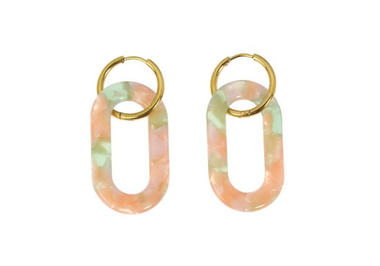 Boucles d'oreilles Aya - vert et rose